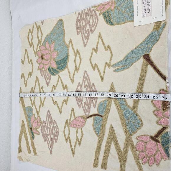 The Crewel Work Company "Lotus" Vintage Embroidery Pillow Fabric 26"x26" Square - Picture 4 of 9